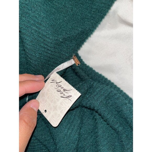 NWT Free People Marley Deepest Spruce V Neck Off Shoulder Rib Twist Top Women's - Picture 7 of 12